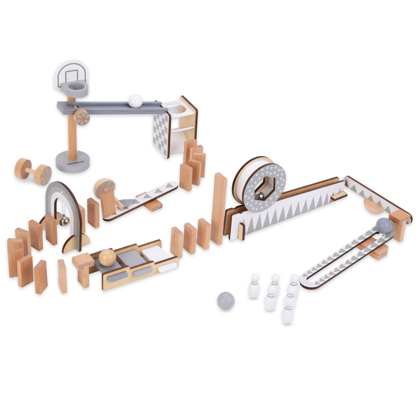 Medinės domino kaladėlės - kliūčių ruožas - 48 elementai