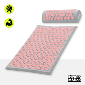 Akupresūros kilimėlis su pagalvėle ir užvalkalu – 72 cm „HyperMotion“ pilkas ir rožinis