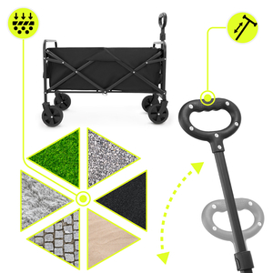 "HyperMotion" sulankstomas paplūdimio vežimėlis - juodas, 80 kg