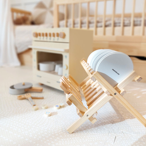 Mediniai virtuvės reikmenys su puodų džiovintuvu - rinkinys vaikams