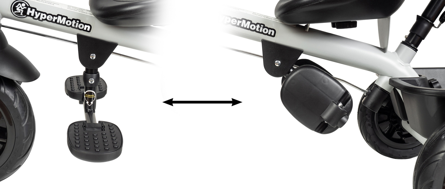 "HyperMotion TOBI VECTOR" triratukas - amžini pripučiami ratai + stūmimo strypas. Spalva: šviesiai pilka.