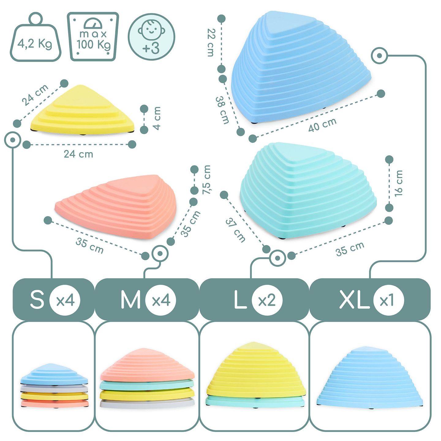 Spalvoti balansavimo akmenys - 11 vienetų