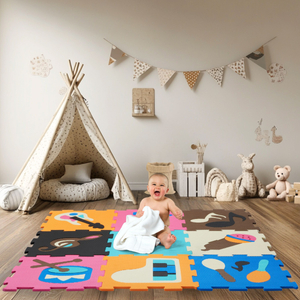 Mokomasis putplasčio dėlionės kilimėlis 90 x 90 x 1 cm - EVA putplastis - dizainas: instrumentai