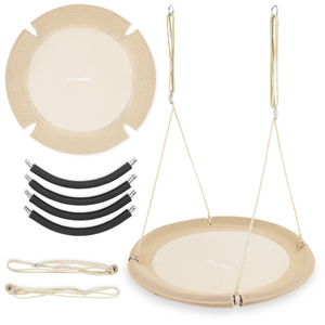 "HyperMotion" 100 cm skersmens, boho smėlio spalvos supynės su erškėtrožės lizdu