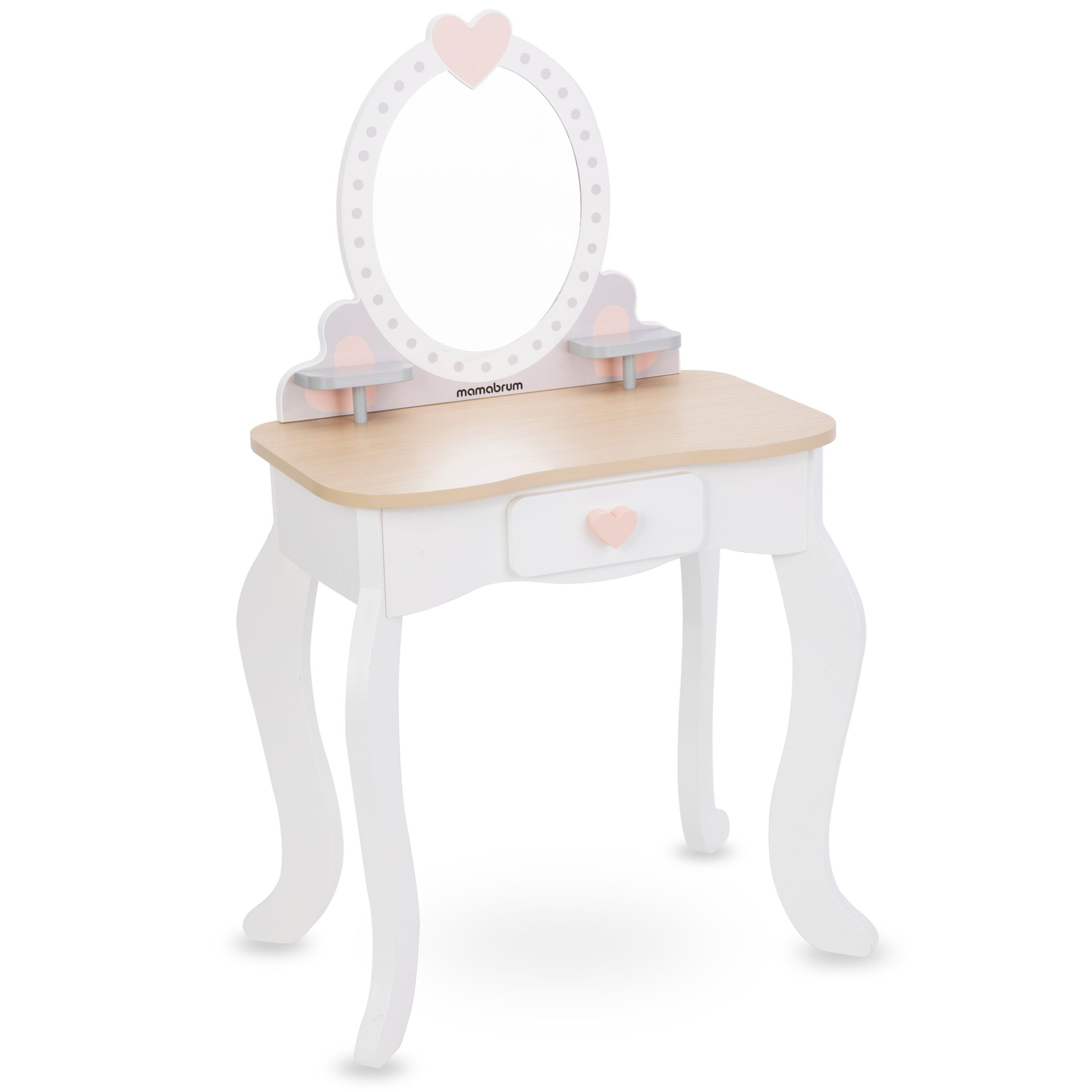 Medinis tualetinis staliukas su taburete ir priedais