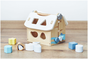 Sorteris - mokomasis medinis namelis su kaladėlėmis