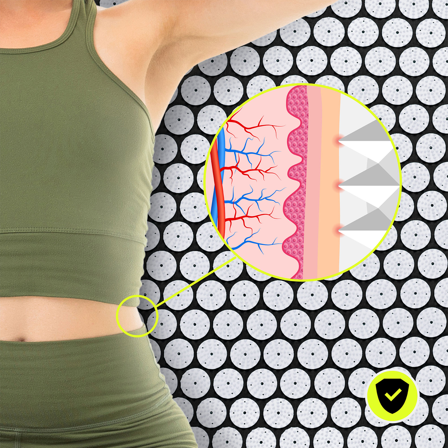 Akupresūros kilimėlis su pagalvėle ir užvalkalu – 72 cm „HyperMotion“ juodos ir baltos spalvos