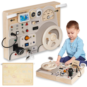 Montessori medinė žaidimų lenta mažiems vaikams - automobilio prietaisų skydelis