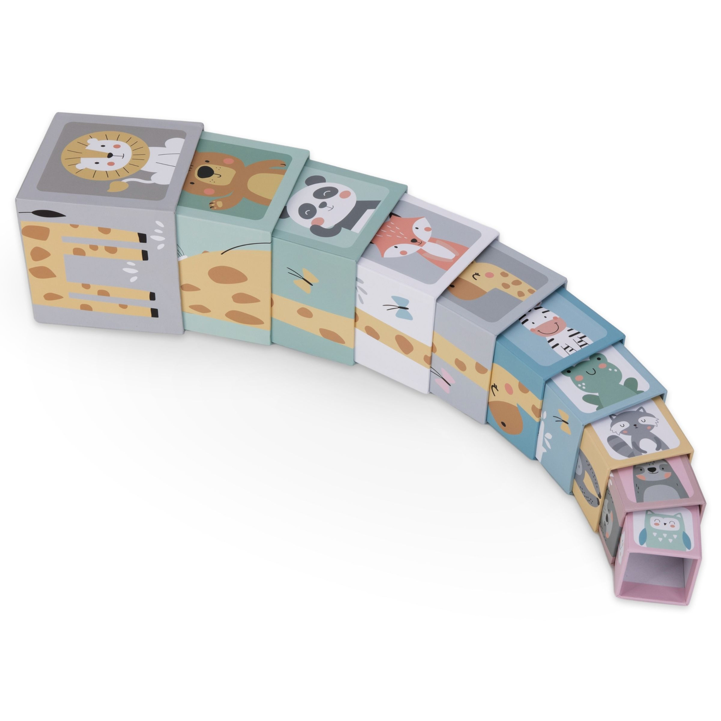 Dėlionių bokštas vaikams 10 dalių - skaičiai ir gyvūnai