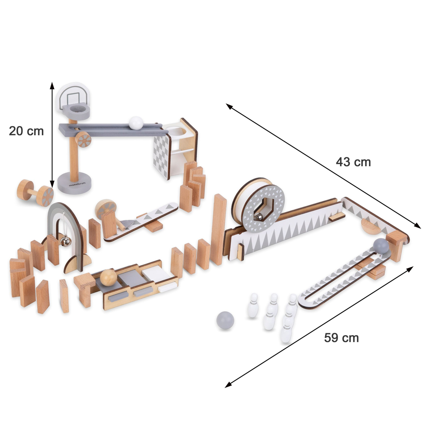 Medinės domino kaladėlės - kliūčių ruožas - 48 elementai