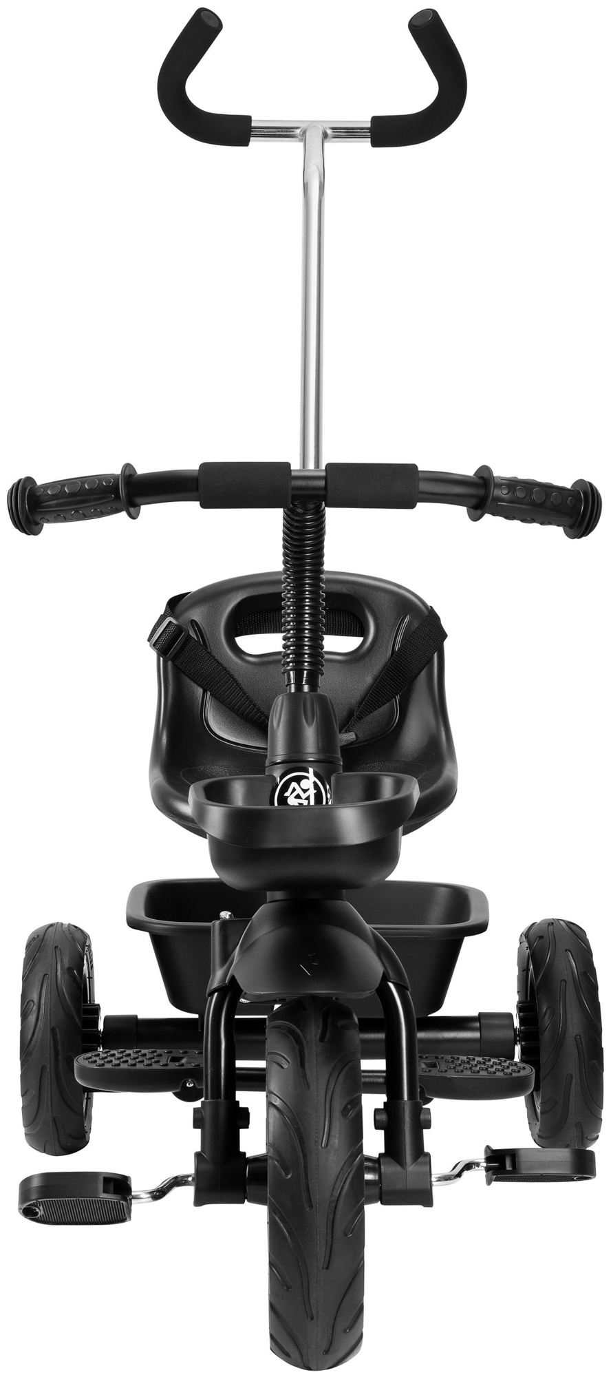 "HyperMotion TOBI VECTOR" triratukas - amžini pripučiami ratai + stūmimo strypas. Spalva: juoda.