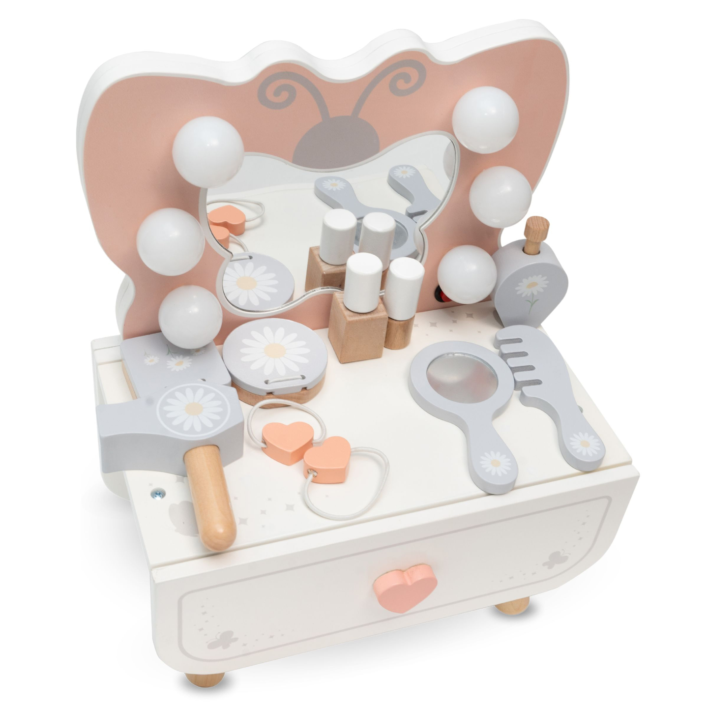 Medinis mini tualetinis staliukas su LED apšvietimu - Butterfly