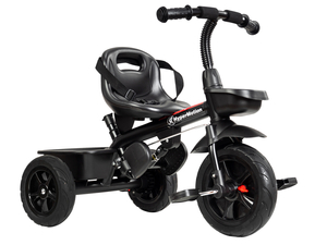 "HyperMotion TOBI VECTOR" triratukas - amžini pripučiami ratai + stūmimo strypas. Spalva: juoda.