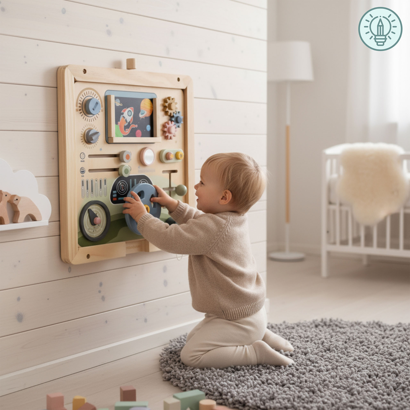 Medinis sieninis rėmas – skirtas „Mamabrum“ edukacinių lentų tvirtinimui