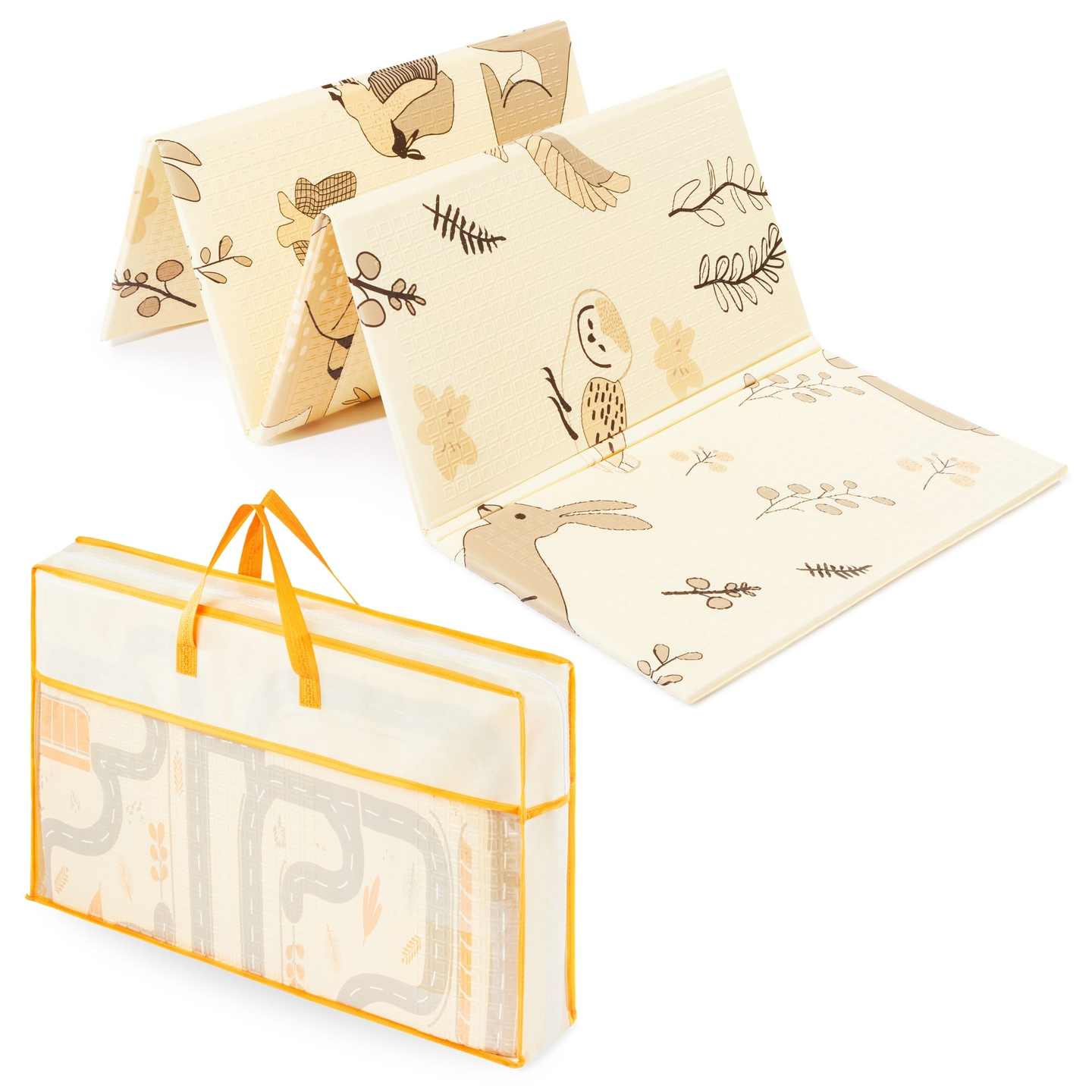 Dvipusis sulankstomas putplasčio kilimėlis 180 x 120 x 1 cm – Magic Forest/Rudens gatvės – boho