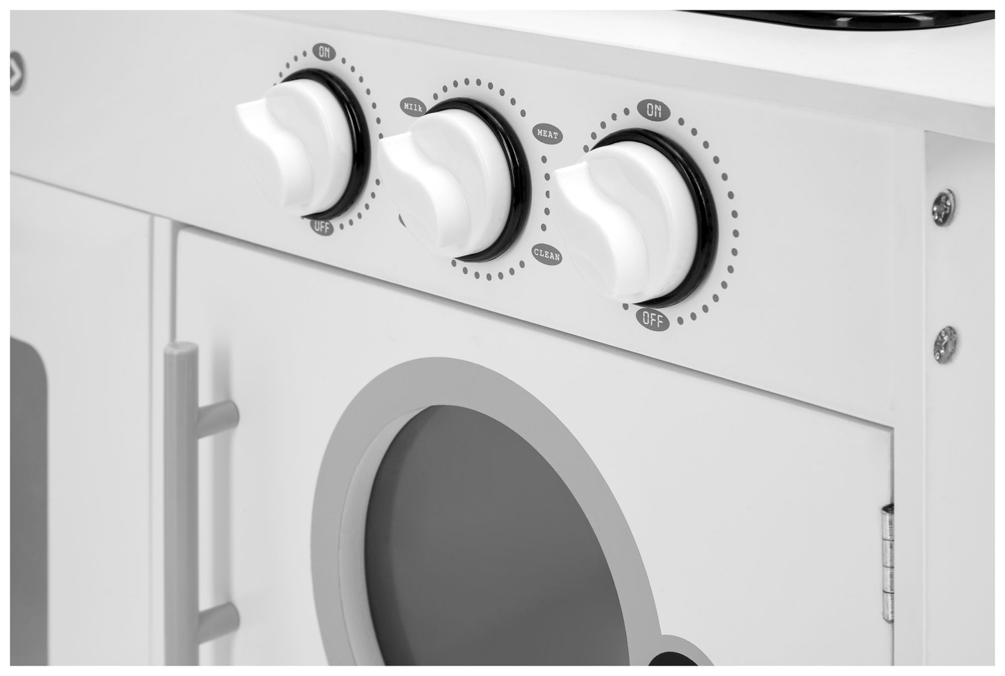 Kampinė medinė XXXL virtuvė su šaldytuvu, orkaite, skalbimo mašina, prijuoste ir priedais