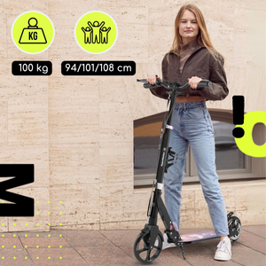 Dviratis motoroleris jaunimui - su amortizatoriumi - HyperMotion Skyline - rožinis, aliuminis - 100 kg