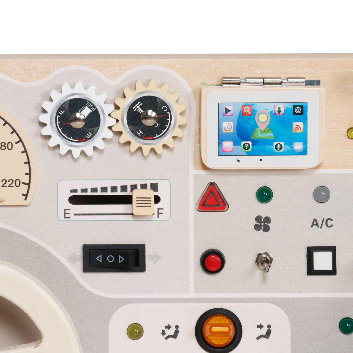 Montessori medinė žaidimų lenta mažiems vaikams - automobilio prietaisų skydelis