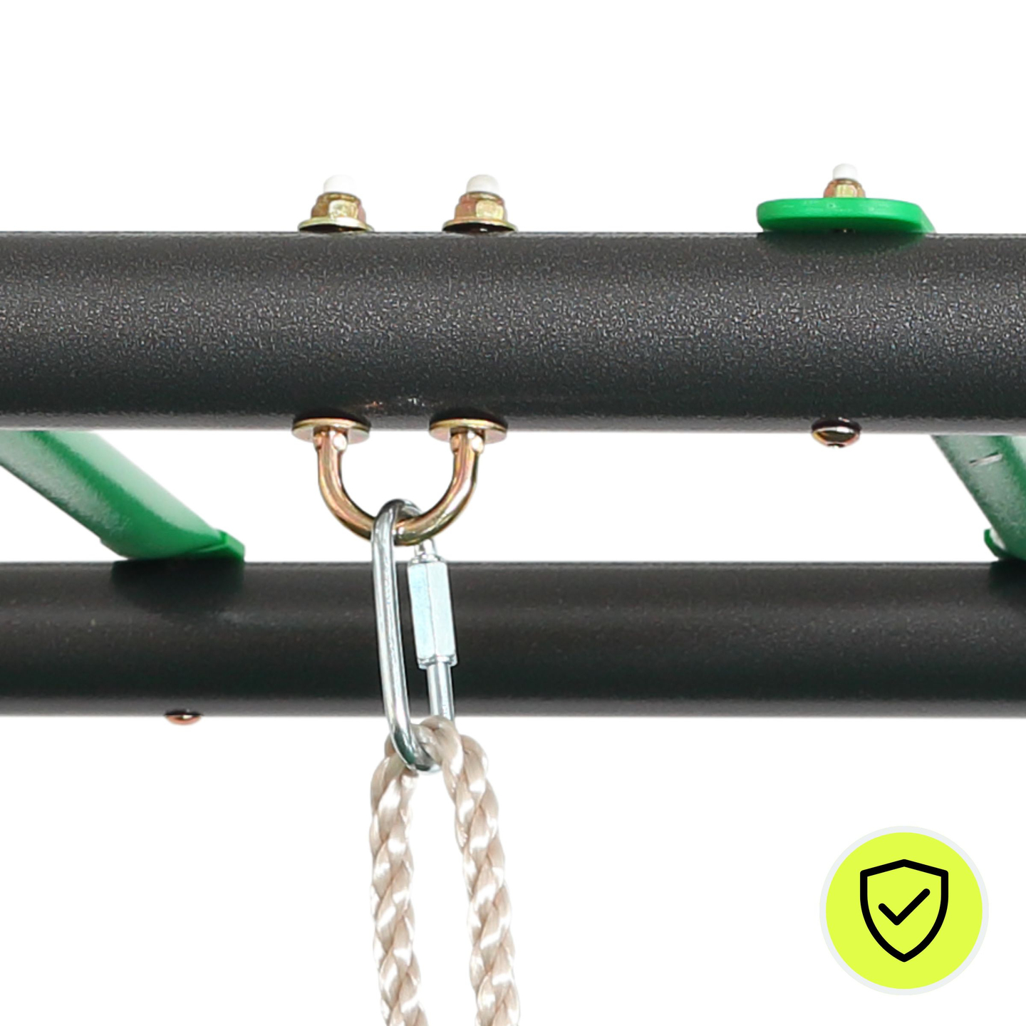 XXL plieninės sodo sūpynės - 2 sėdynės, kopėčios, gimnastikos trapecijos