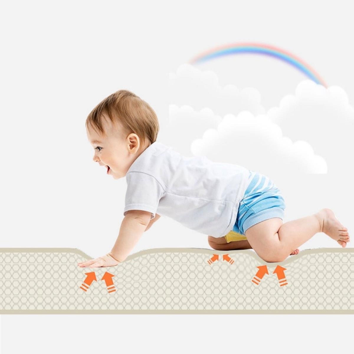 Dvipusis sulankstomas putplasčio kilimėlis 180 x 120 x 1 cm - Egzotiški drambliai / švelniai pilka