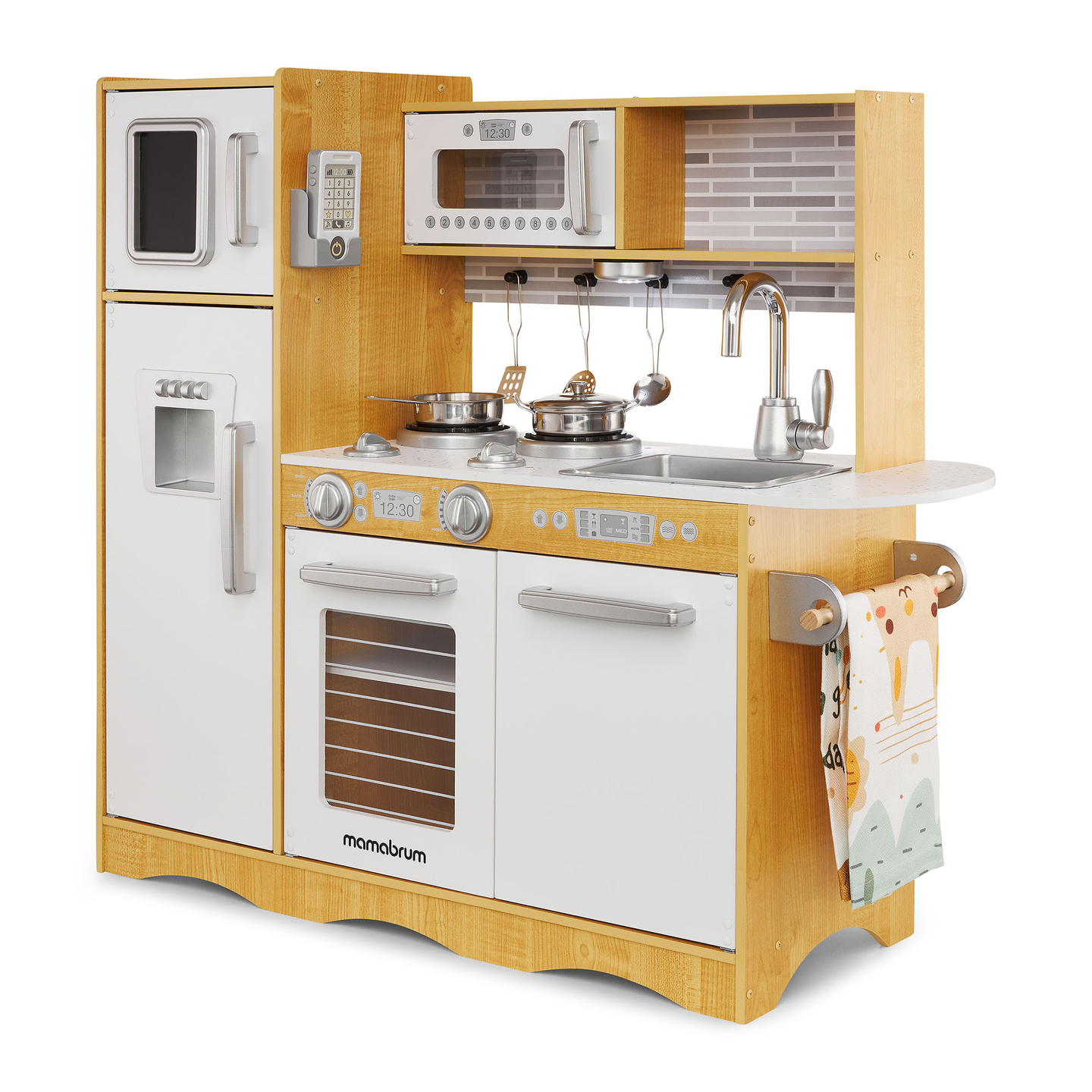 XXL medinė virtuvė su LED apšvietimu, prijuoste ir priedais