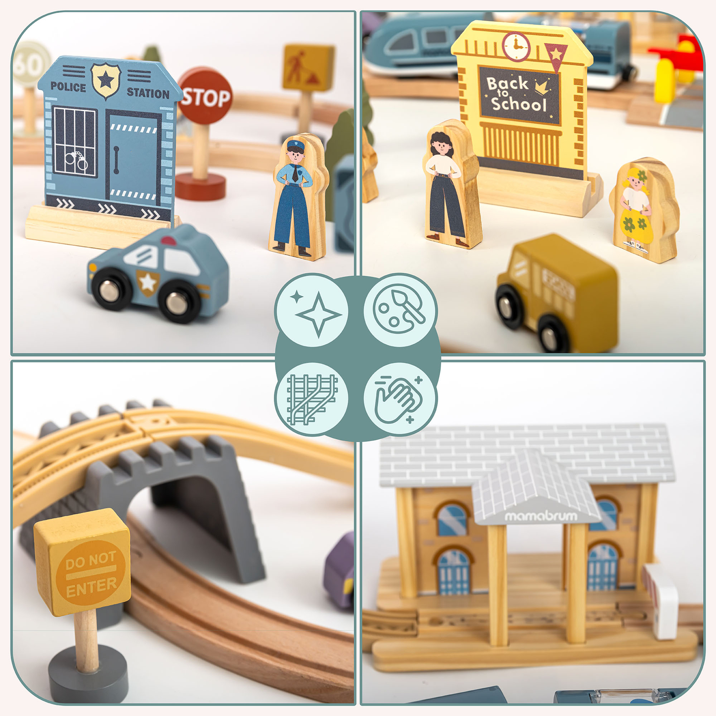 Medinis miesto geležinkelis su elektriniu traukiniu – judančiu kranu, laivu, tiltais