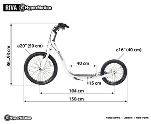 "HyperMotion RIVA" miesto paspirtukas su 50 cm ir 40 cm pripučiamais ratais