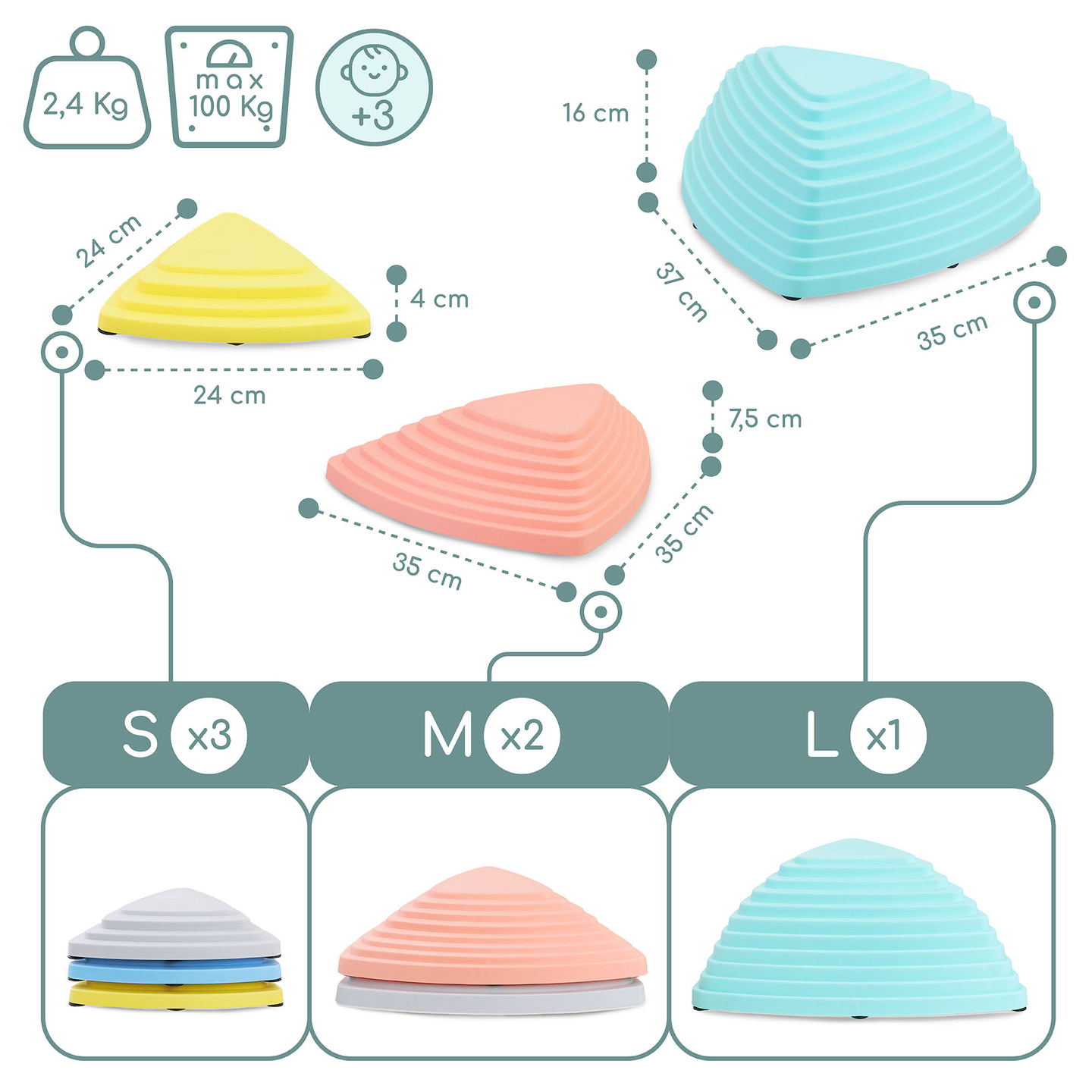 Spalvingi balansavimo akmenys - 6 vienetai