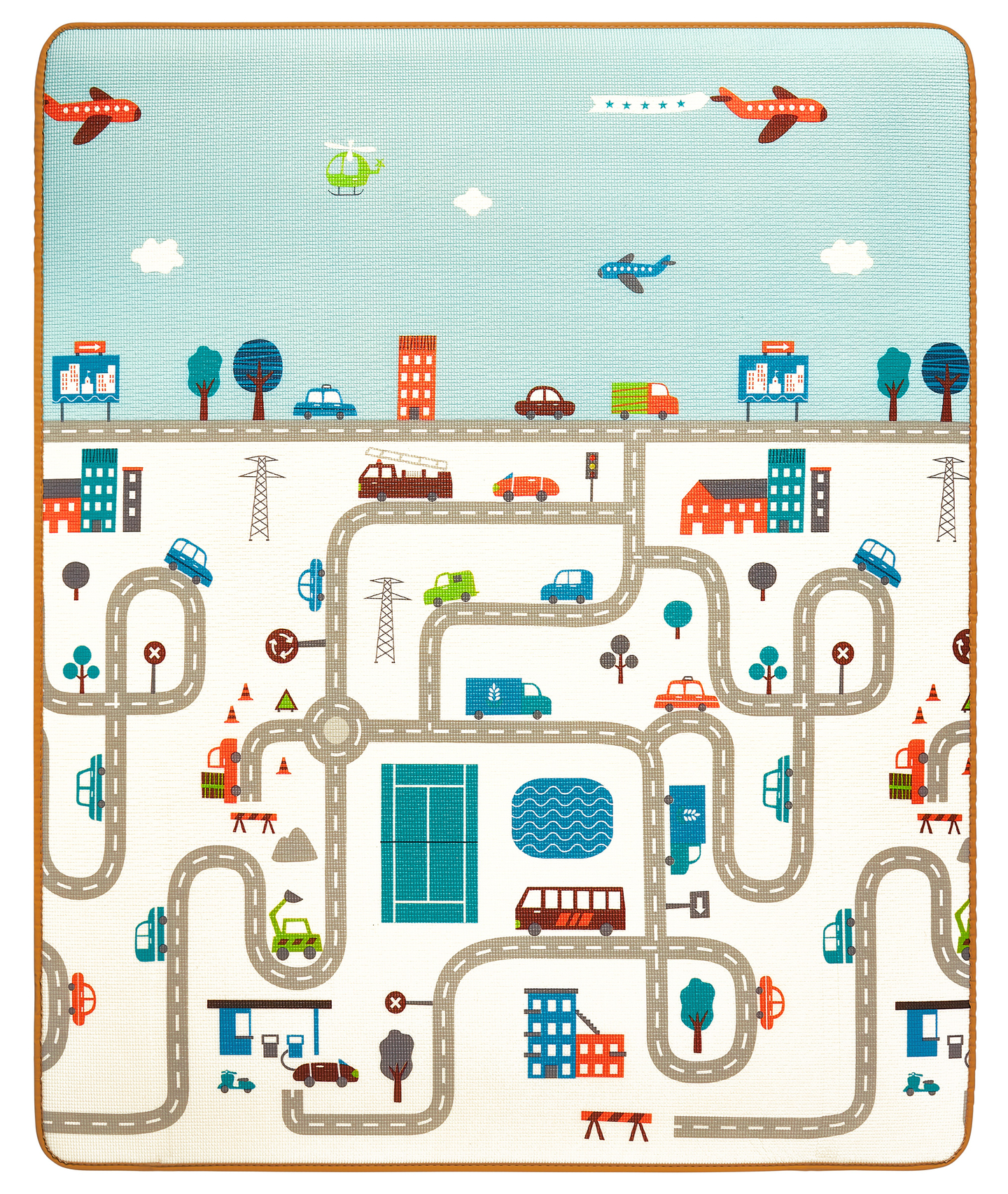 Dvipusis putplasčio kilimėlis XXL - ritinėlis 2 CM (kelias ir zigzagai)