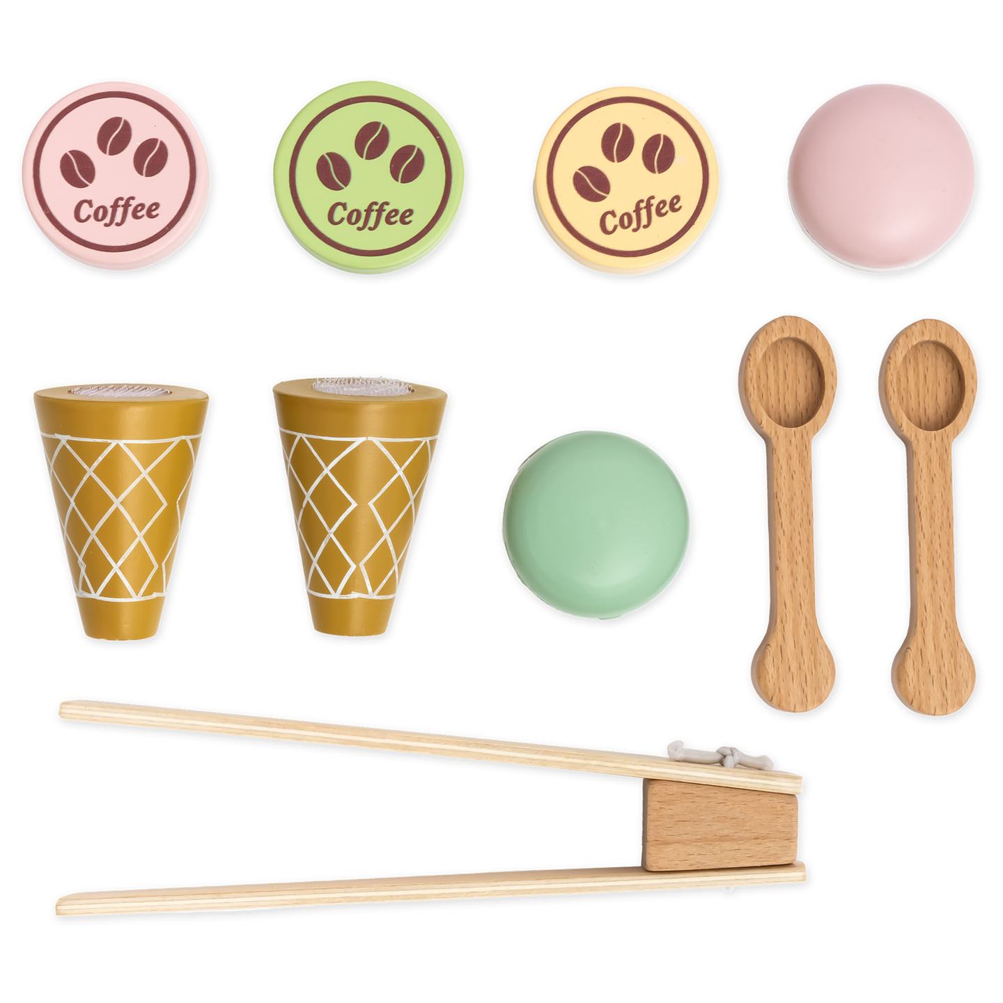 Didelė medinė ledainė su magnetine lenta, kavos aparatu ir ledų bei desertų rinkiniu - daugiau nei 70 detalių!