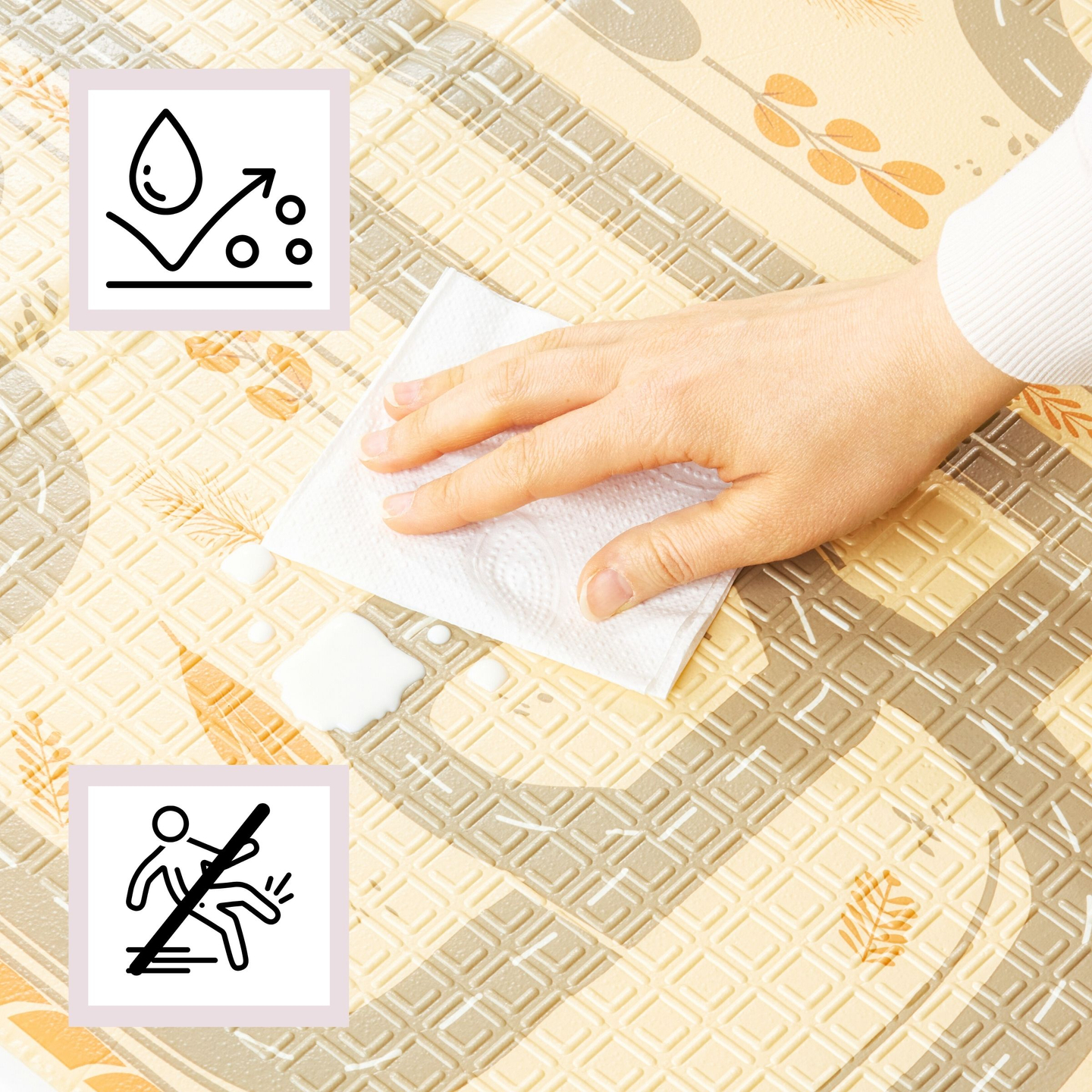 Dvipusis sulankstomas putplasčio kilimėlis 180 x 120 x 1 cm – Magic Forest/Rudens gatvės – boho