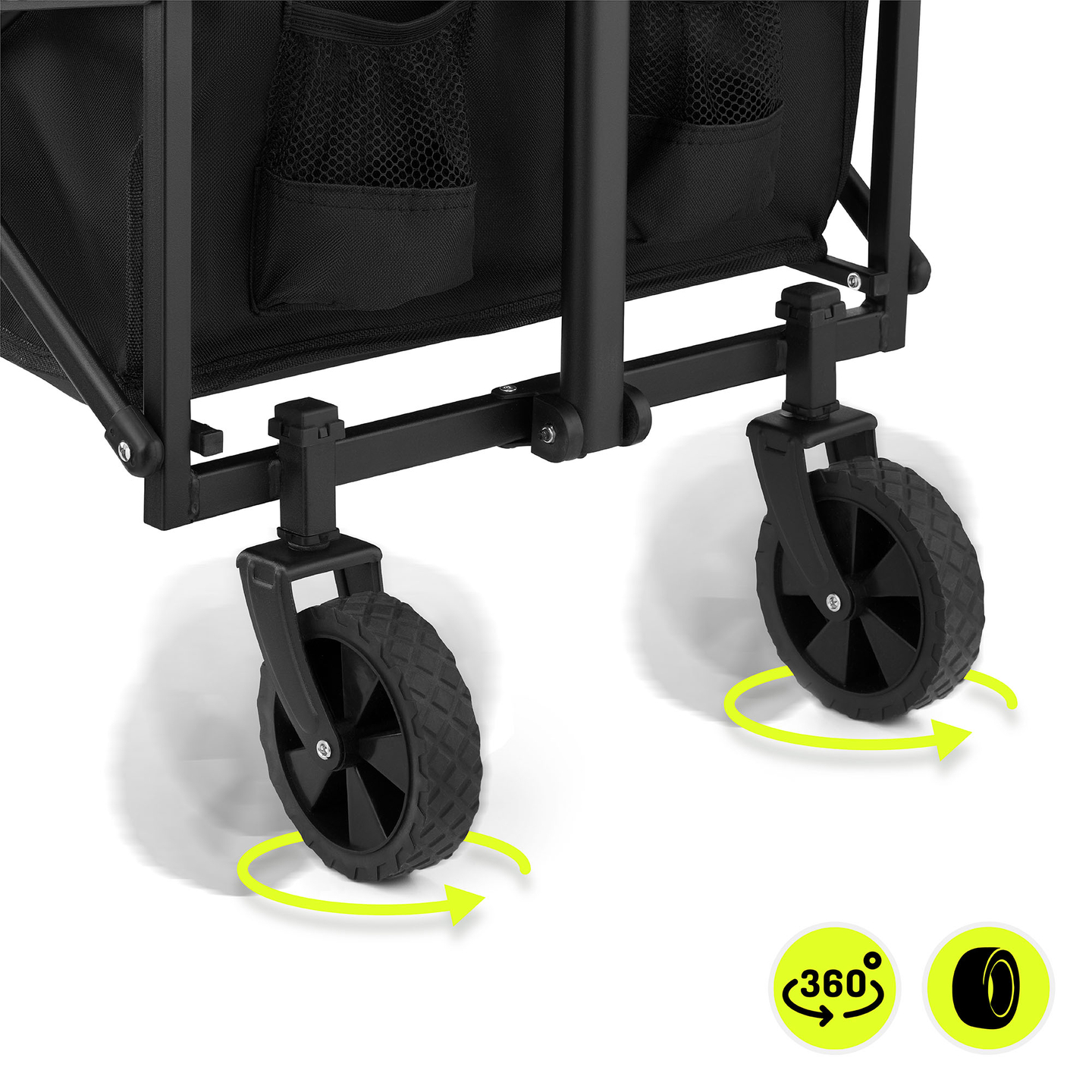 "HyperMotion" sulankstomas paplūdimio vežimėlis - juodas, 80 kg