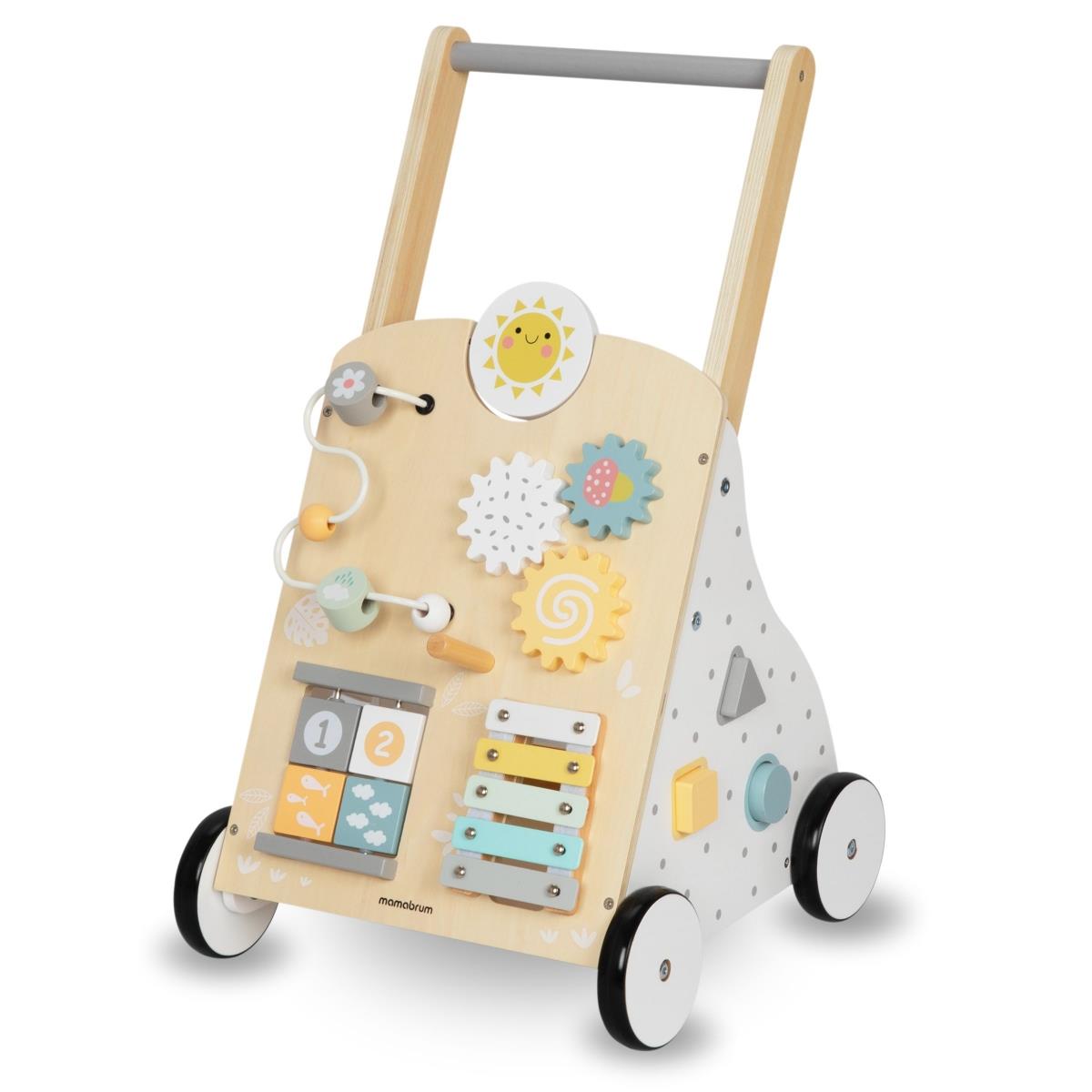 Edukacinė medinė vaikštynė 8in1 / kūdikių stumdyklė - manipuliacinė lenta