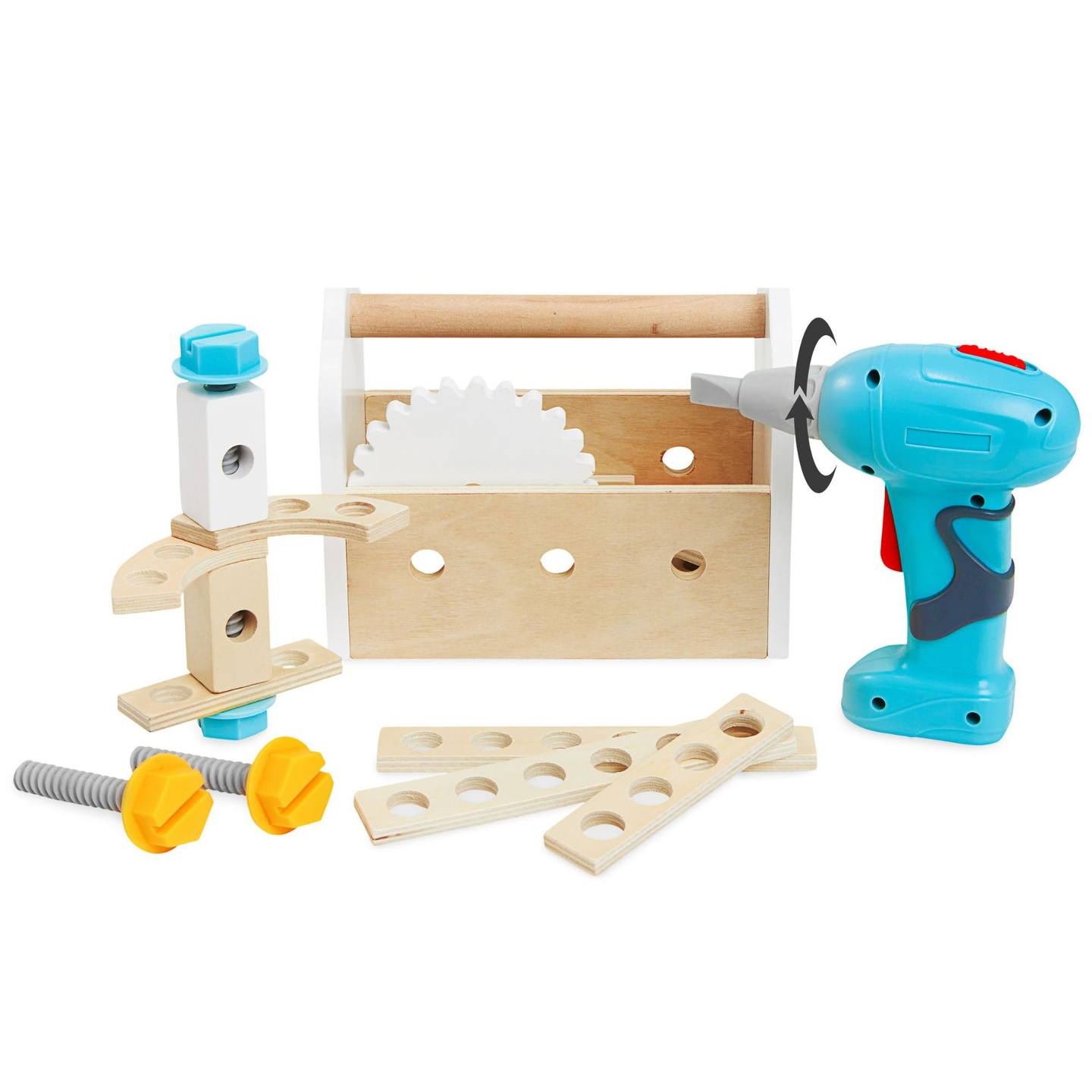 XXL Didelės medinės dirbtuvės su įrankiais - "pasidaryk pats" rinkinys, 74 elementai