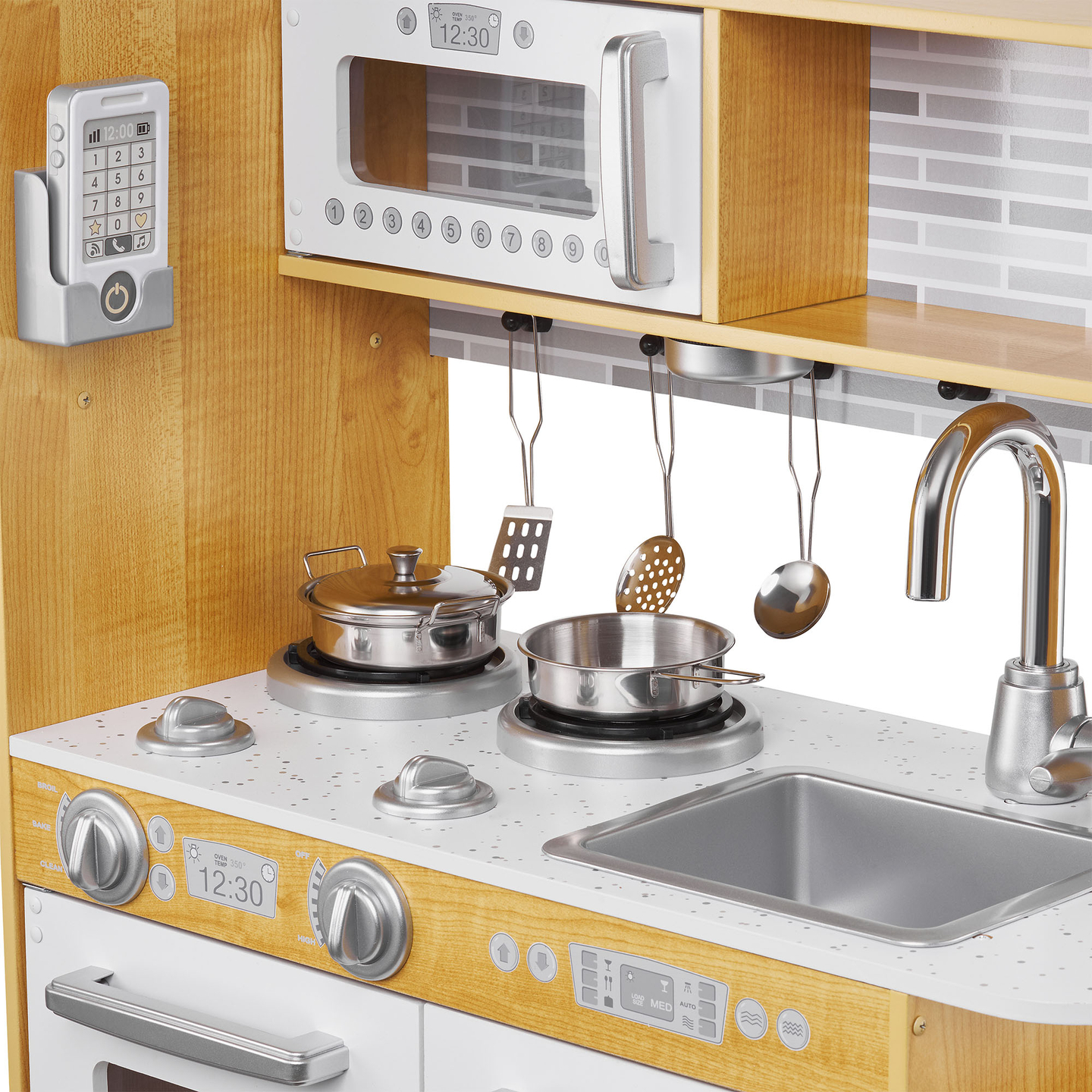 XXL medinė virtuvė su LED apšvietimu, prijuoste ir priedais