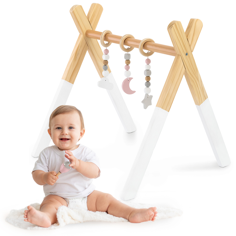 "Baby Gym" medinis mokomasis stendas - baltos spalvos
