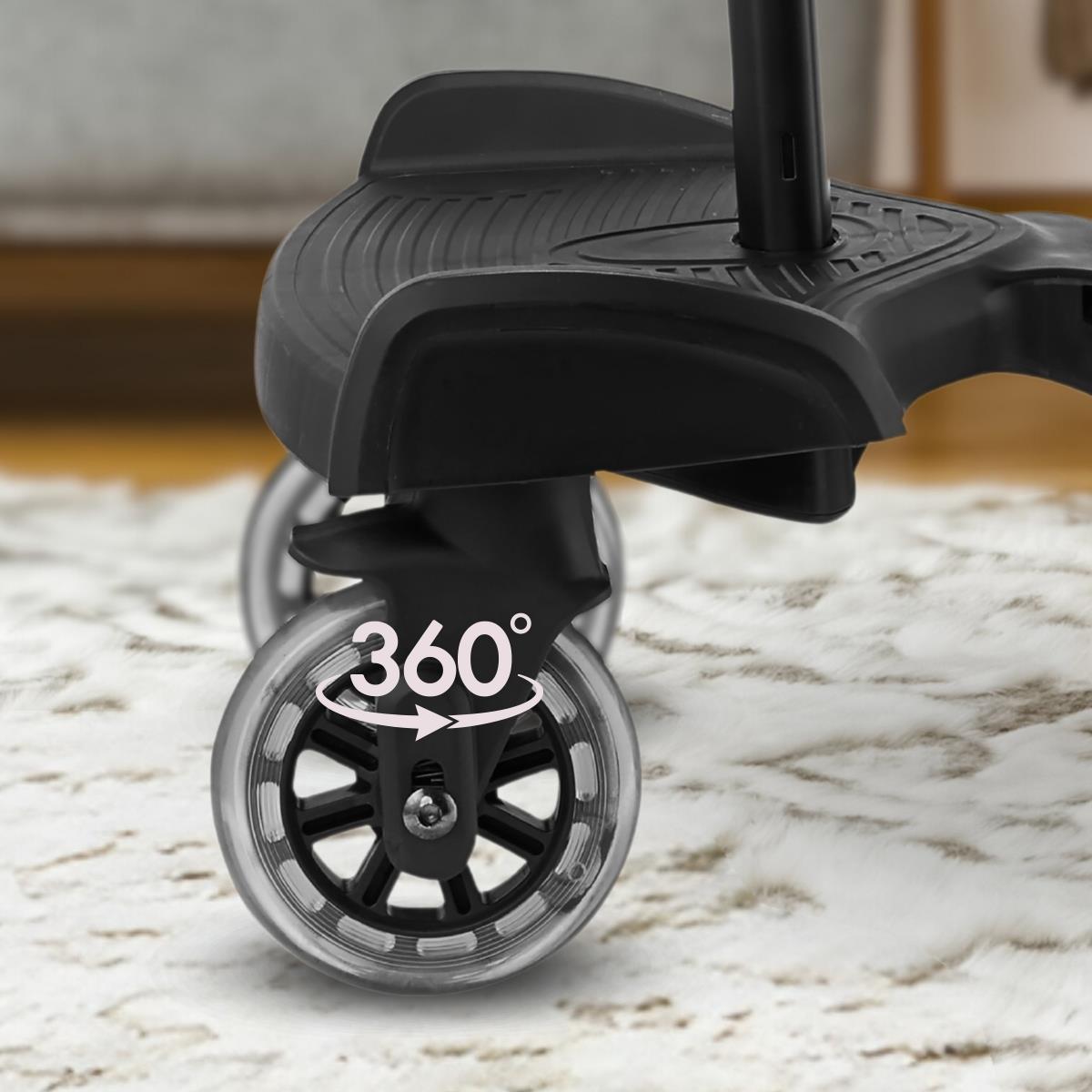 Vaikiško vežimėlio pratęsimas su reguliuojama sėdyne ir universalia tvirtinimo sistema - "Moby-System BUGGY2GO