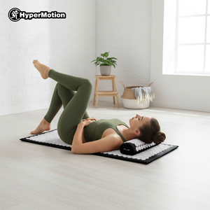 Didelis akupresūros kilimėlis su pagalvėle ir užvalkalu – 130 cm „HyperMotion“ juodos ir baltos spalvos