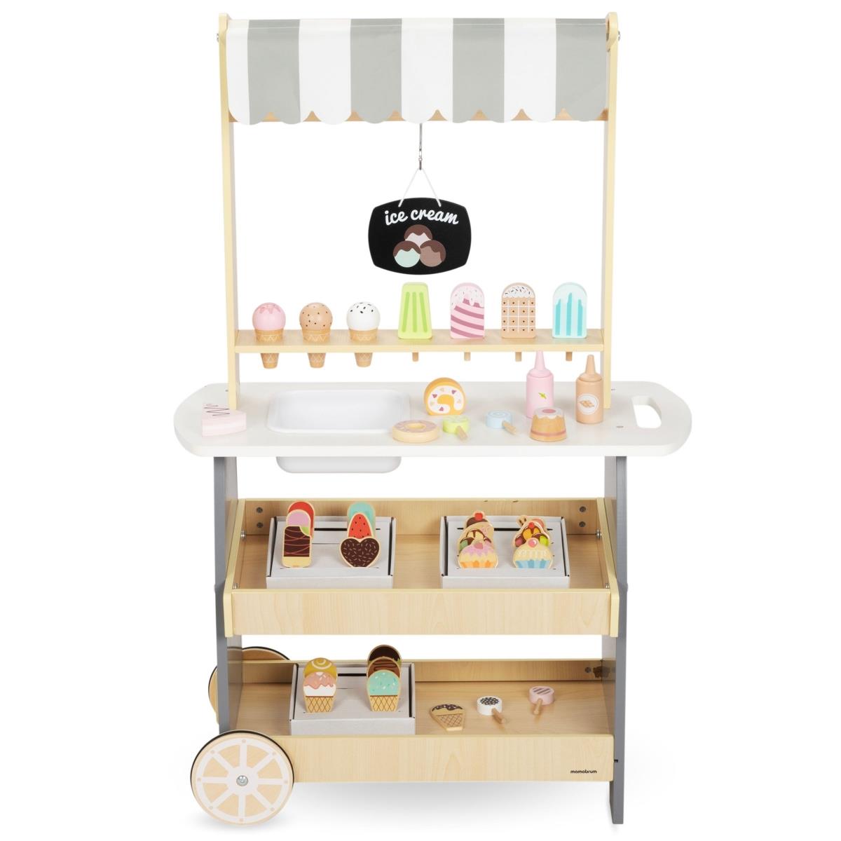 Medinė ledainė ant ratukų - ledų vežimėlis