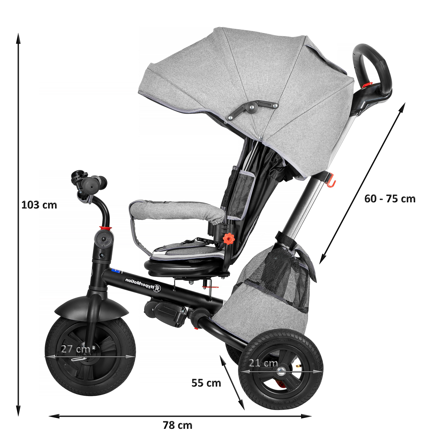 "Tobi Velar" triratis + lietaus plėvelė - pilka