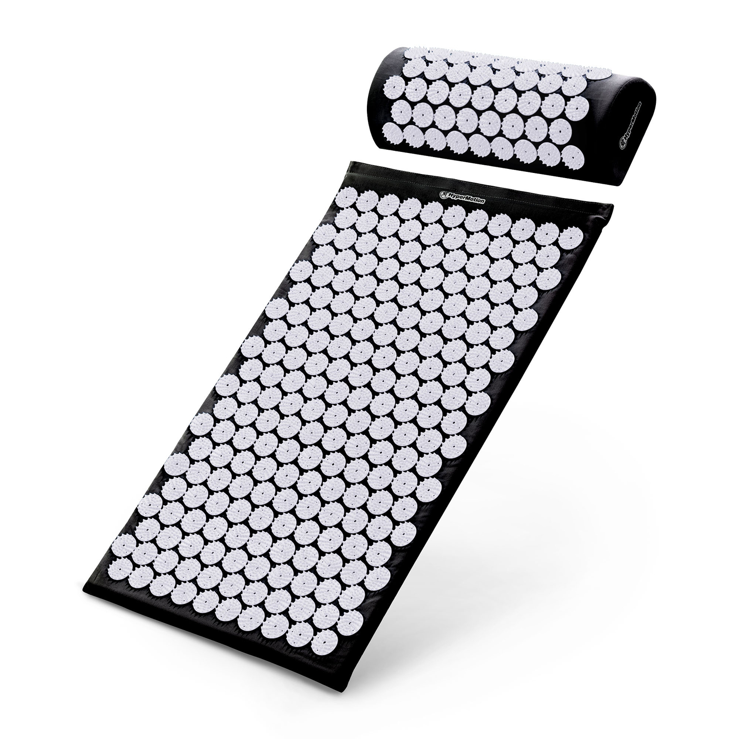 Akupresūros kilimėlis su pagalvėle ir užvalkalu – 72 cm „HyperMotion“ juodos ir baltos spalvos
