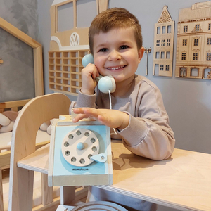 Retro medinis telefonas - mėtų spalvos