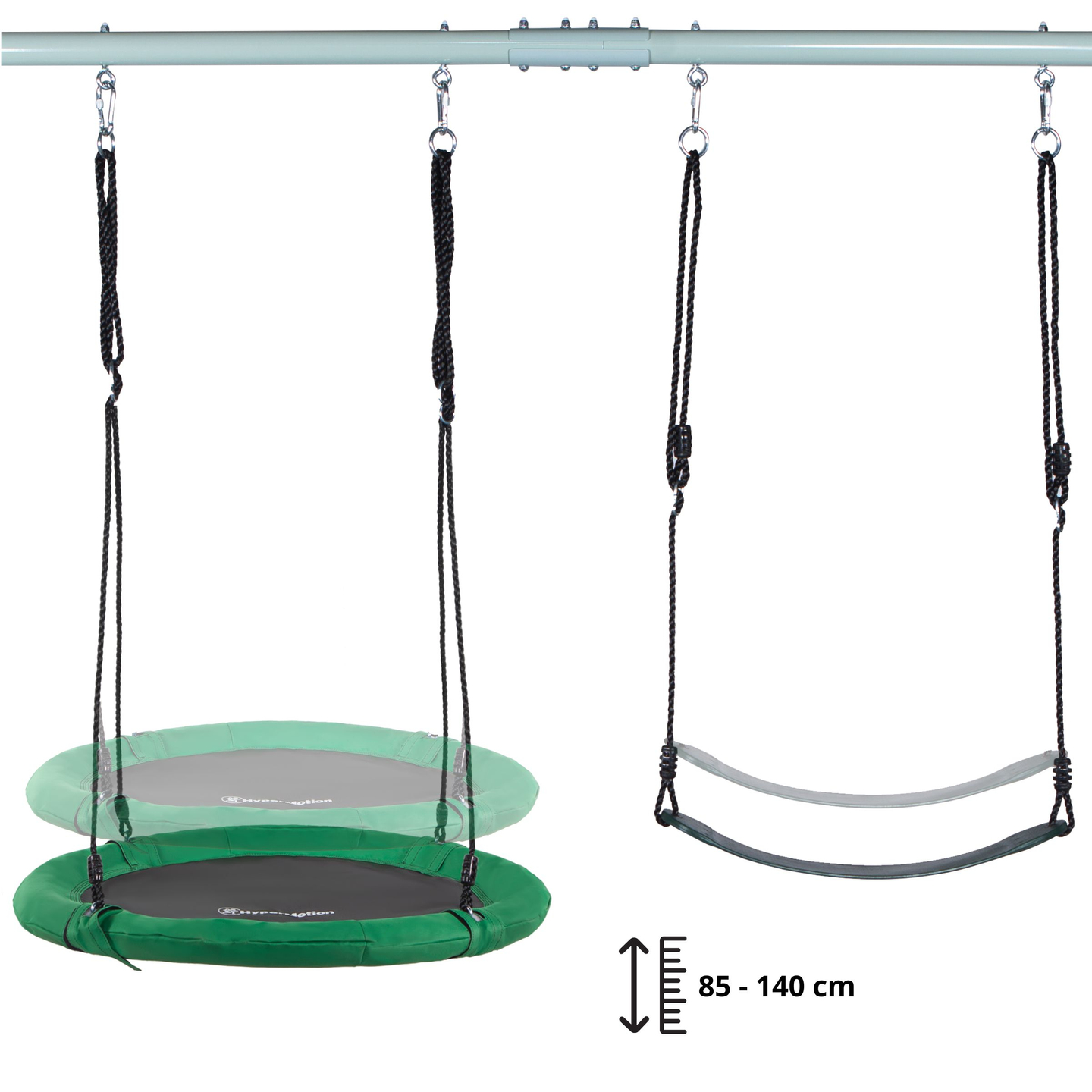 Dvigubos sodo sūpynės su karkasu ir virvėmis - sėdyne ir gandralizdžiu
