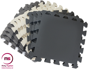 Putų dėlionė 12vnt. - mokomasis putų kilimėlis 120 x 90 x 1.2cm su apvadu - pilka