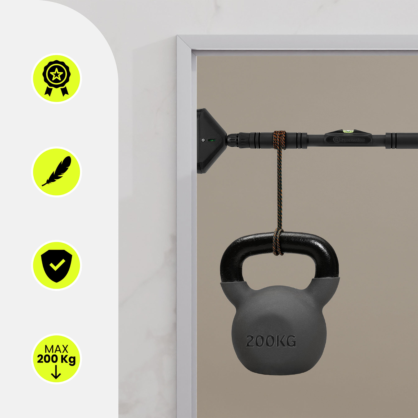 „HyperMotion“ reguliuojamo aukščio prisitraukimų skersinis 70–100 cm, 200 kg, juodas