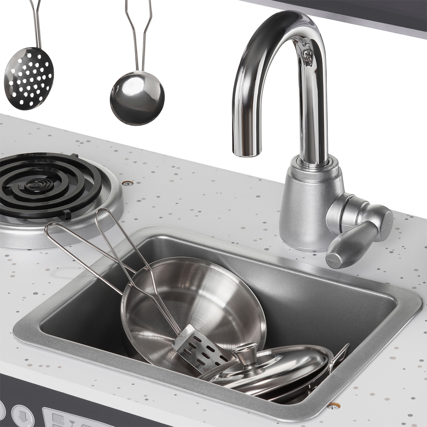 XXL medinė virtuvė su LED apšvietimu, prijuoste ir priedais