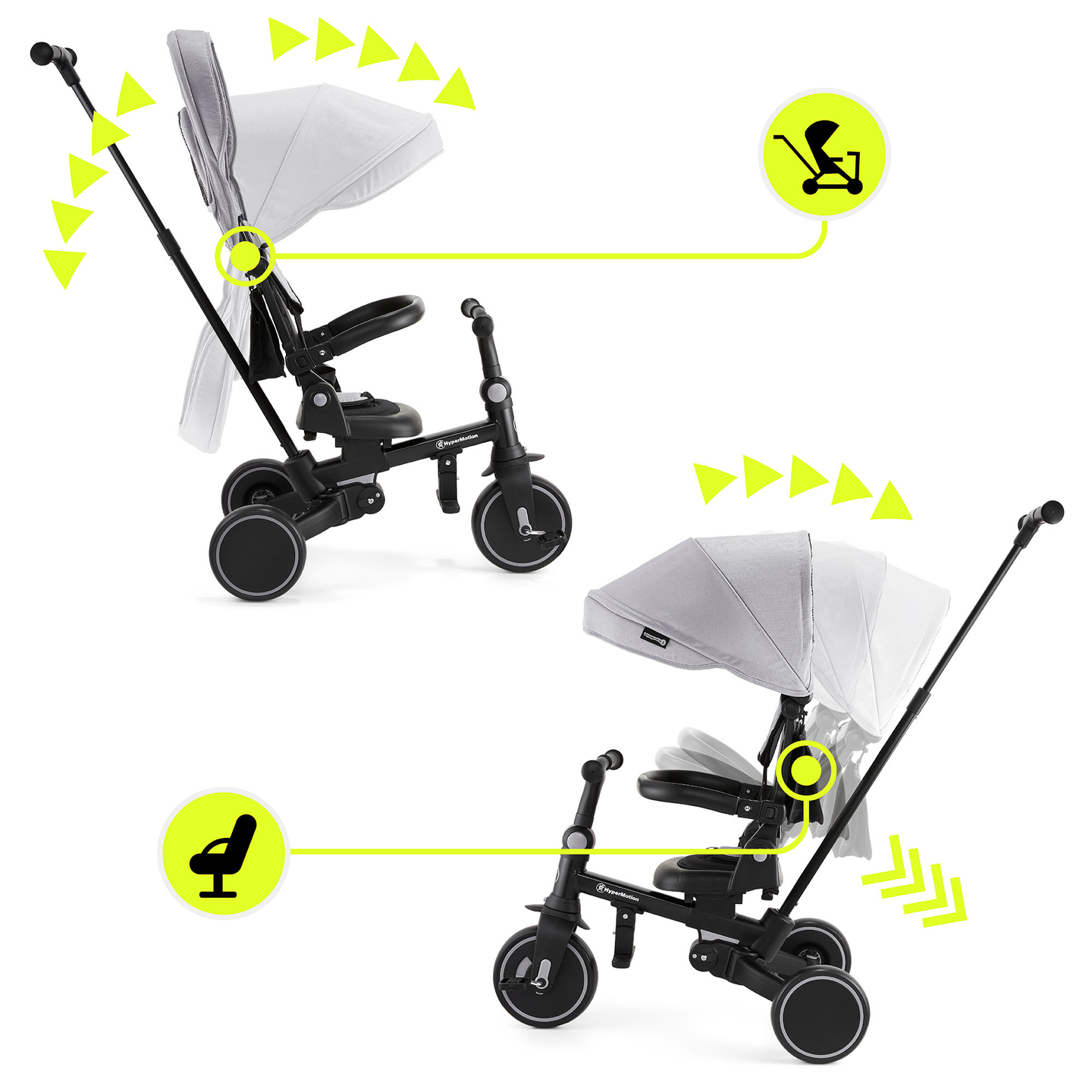 8in1 daugiafunkcinis triratis TOBI FOREST - pilkas