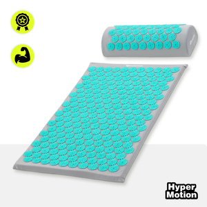 Akupresūros kilimėlis su pagalvėle ir užvalkalu – 72 cm „HyperMotion“ pilkai mėtinis