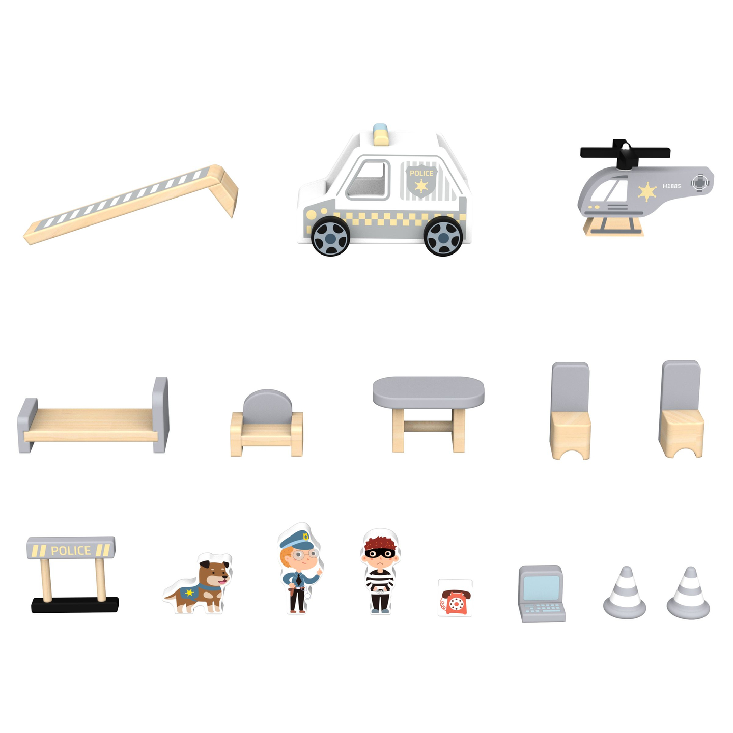 Medinė policijos nuovada su priedais