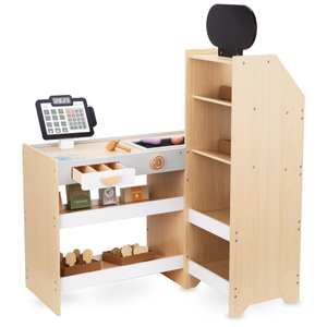 Medinis daržovių turgus - didelis XXL prekystalis, parduotuvė su žaisliniu kasos aparatu